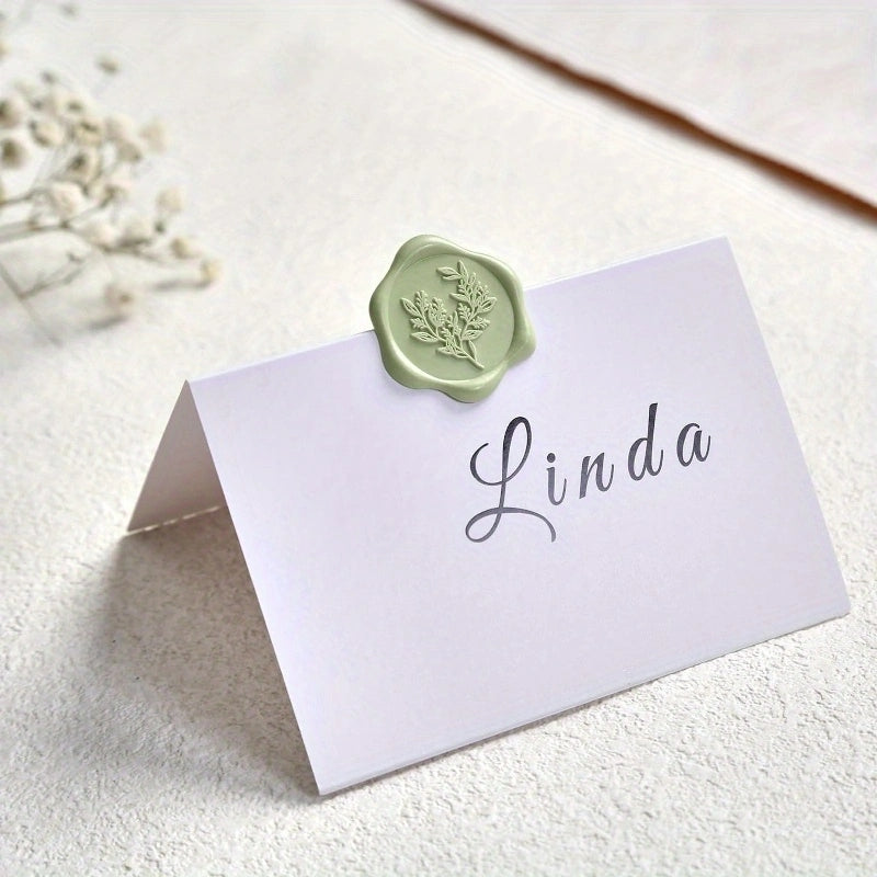 50pcs wax seal stickers - school tree wedding invitation letter envelope sealing sticker, self-adhesive grey green sticker, perfect for invitations, Christmas, gift